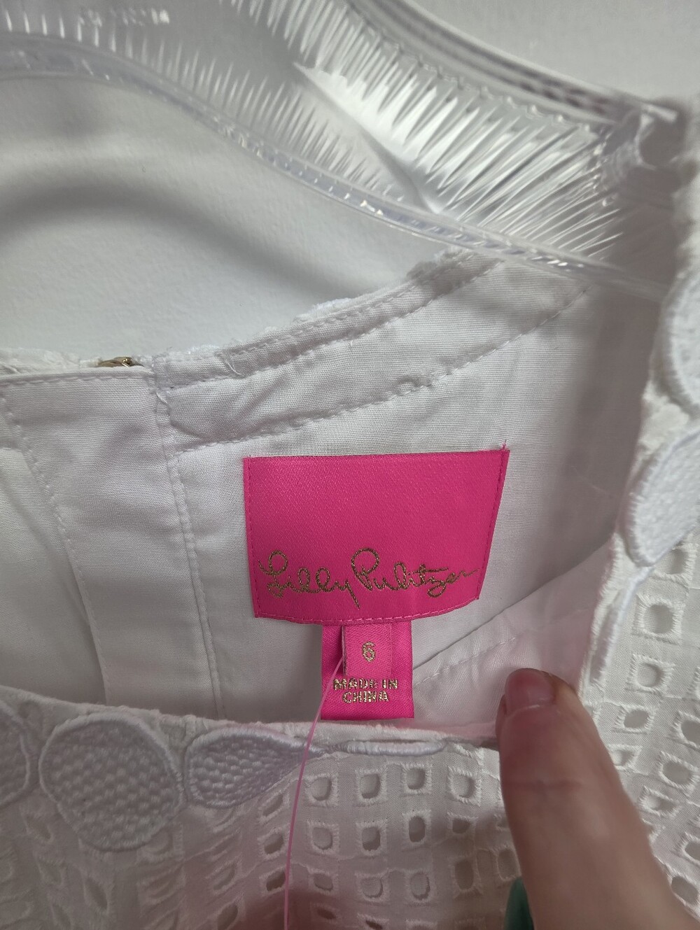 New With Tags Lilly Pulitzer Jennifer Shift White Eyelet Dress Size 6 - Picture 8 of 9